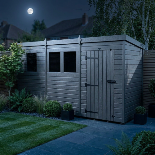 13x7 Pent Composite Shed Tanalised (Single Door, With Windows) 2