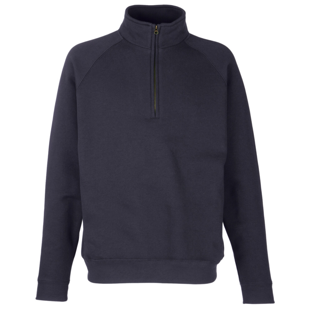 Fruit Of The Loom (S, Deep Navy) Adults Unisex Classic Zip Neck Sweatshirt
