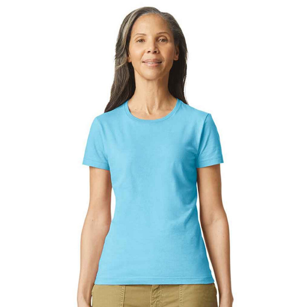 Gildan (M, Sky Blue) Womens/Ladies Softstyle Plain Ringspun Cotton Fitted T-Shirt
