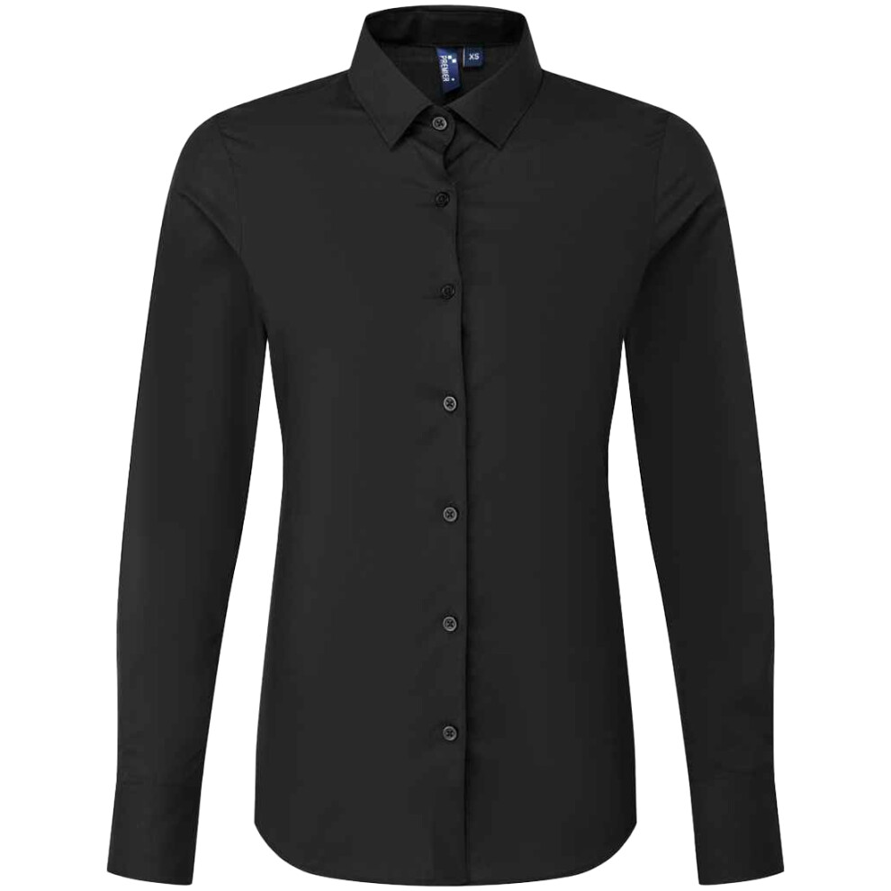 Premier (Xl, Black) Womens/Ladies Recyclight Poplin Long-Sleeved Formal Shirt