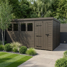 12x8 Pent Composite Shed Tanalised (Single Door, With Windows)
