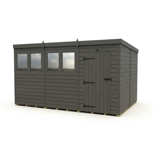 12x8 Pent Composite Shed Tanalised (Single Door, With Windows) 1