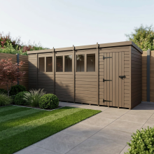 18x4 Pent Composite Shed Tanalised (Single Door, With Windows)