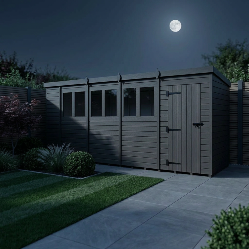 18x4 Pent Composite Shed Tanalised (Single Door, With Windows) 2