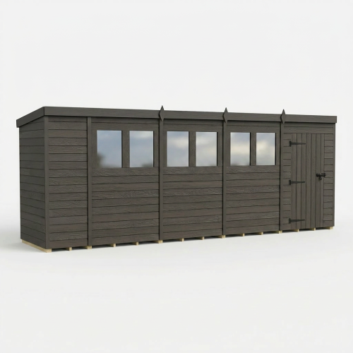 18x4 Pent Composite Shed Tanalised (Single Door, With Windows) 1