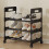 3-Tier Stackable Shoe Rack with Wheels Black Holds 6 Pairs 2