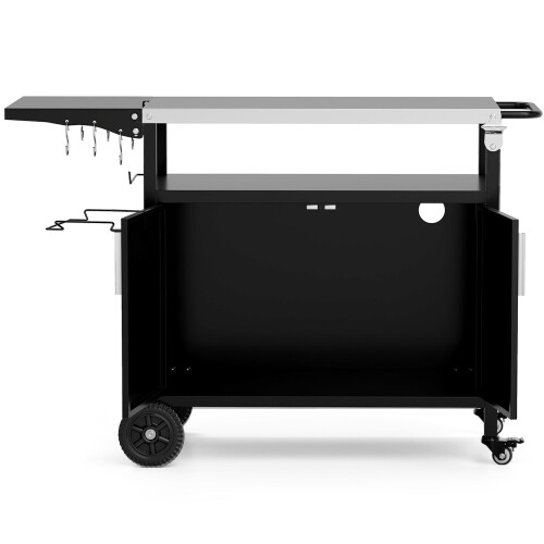 Grill Cart With Storage, Folding Stainless Top, Black 1