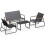 4-Piece Patio Conversation Set, Grey Cushions, Metal Frame 2