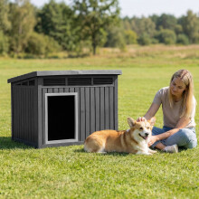 Dog House, Weatherproof Hinged Roof, Medium 81x64x61cm