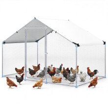 Metal Walk-In Chicken Coop, 300 x 203 x 202 cm, PE Canopy
