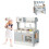 Kids Pretend Kitchen Playset - Double-Sided, 2-Seat Cafe, Gray 4