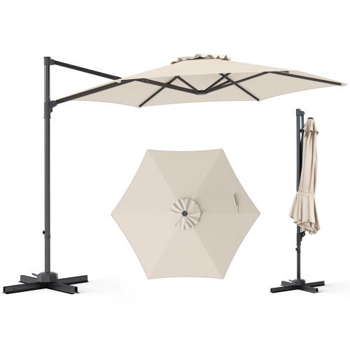 3 meter cantilever parasol – 360 draaibaar, beige 1