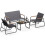 4-Piece Patio Conversation Set, Grey Cushions, Metal Frame 4