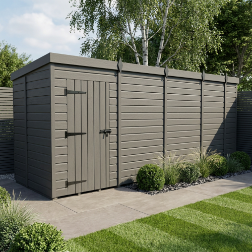 17x5 Pent Composite Shed Tanalised (Single Door, No Windows)