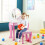 Conjunto de penteadeira infantil com espelho, banquinho e gaveta. 4