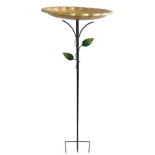 Retro Bird Bath Freestanding Bird Baths for Outdoors Bird Bath Bowl Spa Birdfeeder with Metal Stake Stand Gold