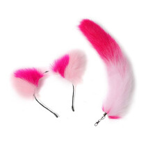 Cosplay Ears Headband and Faux Tail Keychain Set