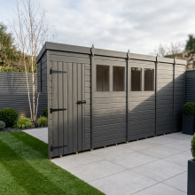 17x5 Pent Composite Shed Tanalised (Single Door, With Windows)