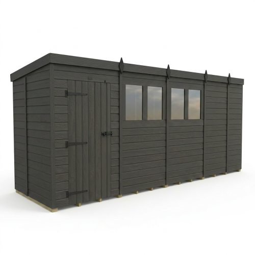 17x5 Pent Composite Shed Tanalised (Single Door, With Windows) 1