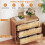 Cômoda de vime com 3 gavetas, mesa de cabeceira boho natural 7