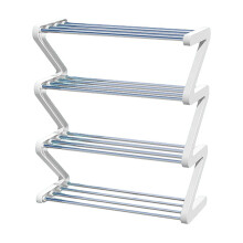 Z-Type Shoe Rack White Stainless Steel 4-Tier