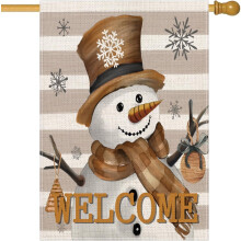 Snowman House Flag Outdoor 28x40 Inch Double-Sided