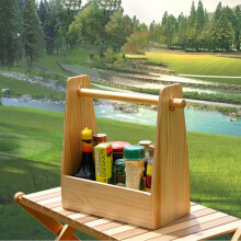 Camping Box Wooden Crate with Handle for Condiments and Gear