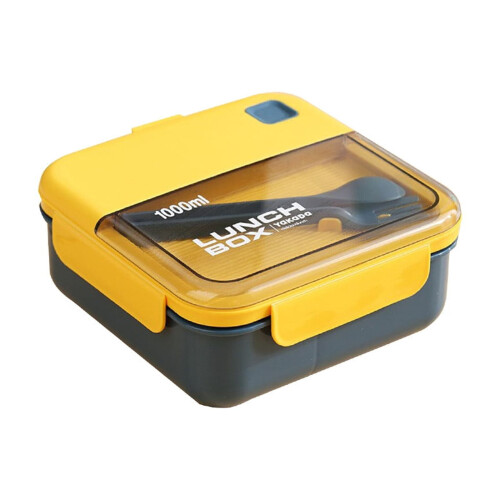 Leakproof Bento Box with Spoon and Fork, Square, Microwave 1