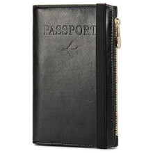 Leather Passport Holder Travel Wallet Ultra-thin Zippered