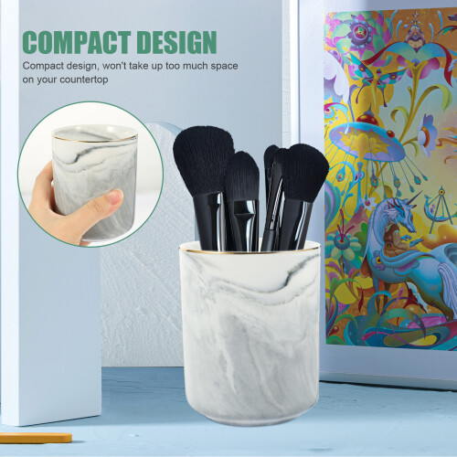 Ceramic Marble Utensil Holder for Kitchen and Office 2