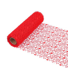 Floral Jacquard Net Mesh Wrapping Paper Roll Red