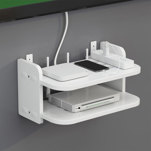 Projector Shelf Rack Wall Mount 2-Tier White 1