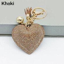 Heart Charm Pendant with Rhinestones and Fringe