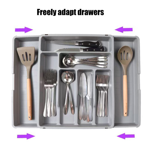 Silverware Drawer Organizer Tray Gray 22" x 16" 2