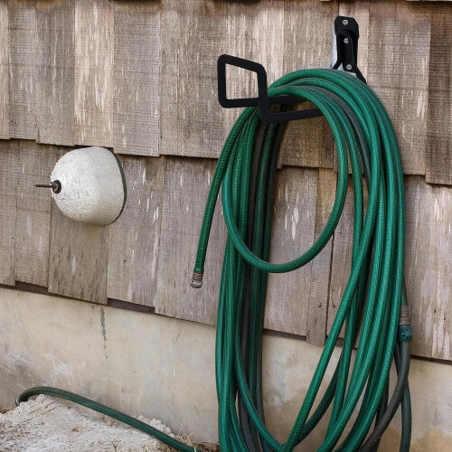 Wall-Mount Garden Hose Holder Black for 50-100 ft 1