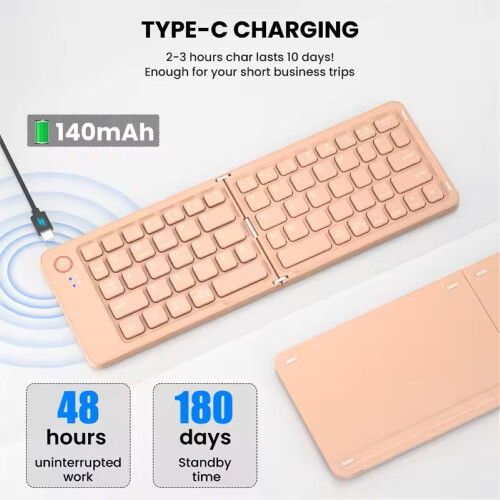 Foldable Bluetooth Keyboard with Phone Holder Ultra Slim 1