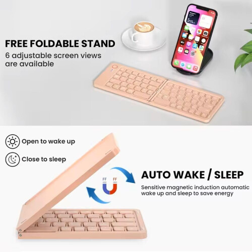 Foldable Bluetooth Keyboard with Phone Holder 104-Key 2