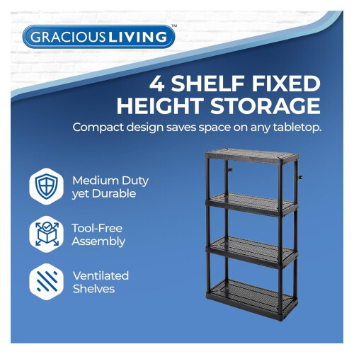 4-Shelf Storage Unit Black 32x14x54.5 in Medium Duty 2