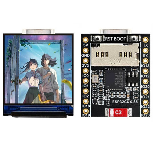 Placa de Desenvolvimento ESP32-C6 com Display LCD de 0,85 Polegadas 128x128 com Luz RGB -Port 2,4 GHz Wi-Fi + 2