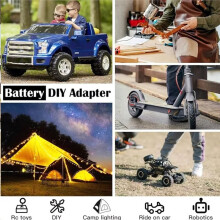 Power Wheels Adapter for Peg-Perego Ride- Cars with Wire Connector for HansTools 18V Li-Ion Battery, C
