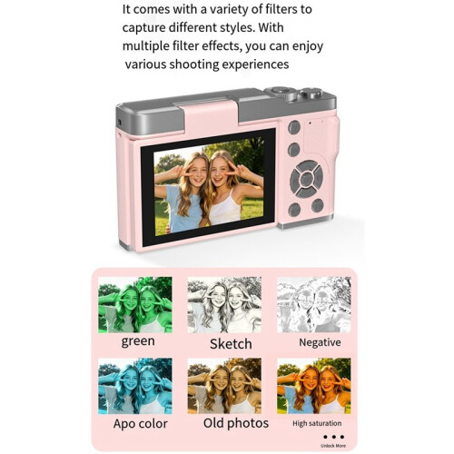 Câmera Digital 4K HD para Crianças Câmera de 48MP Autofoco Câmera de Vlogging 2.4 Polegadas Retro Moda Filmadora Portátil A 2