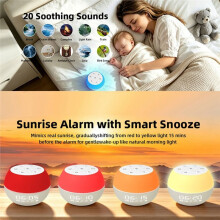 Slaapapparaat Witte Ruis Speaker Ingebouwde 20 Rustgevende Geluidseffecten Zonsopgang Alarmklok Ambient Licht Speaker