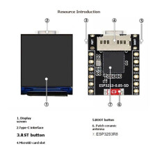 Carte de Développement ESP32-S3 avec Écran LCD de 0,85 Pouce et Écran RGB 128x128 5 Port pour Soudé