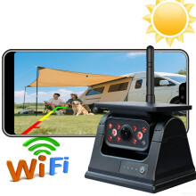 WiFi Solar Drahtlose Rückfahrkamera Magnetbasis KI Totwinkelalarme Rückfahrkamera für IOS für Android Bus Vorder- und Rückansicht EU-Stecker