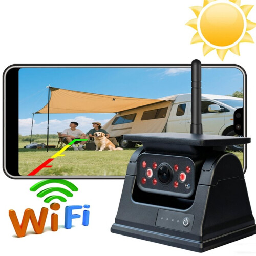 WiFi Solar Wireless Backup Camera Magnetic Base AI Blind Spot Alarms Backup for IOS Android Bus Front Rear View EU Plug