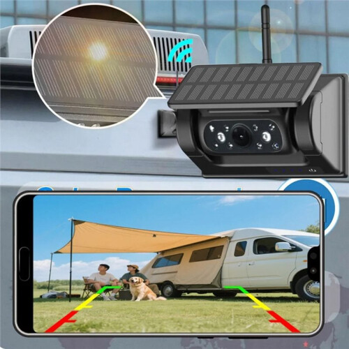 WiFi Solar Wireless Backup Camera Magnetic Base AI Blind Spot Alarms Backup for IOS Android Bus Front Rear View EU Plug 1