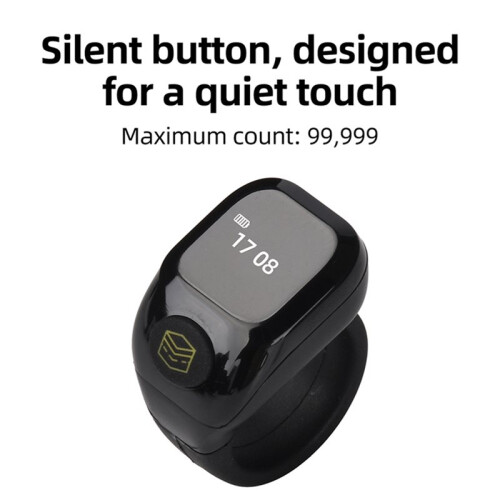 3in1  Ring Counter with OLED Display,Interchangeable Shaft Electronic Tasbih Counter,for Prayer Black 1