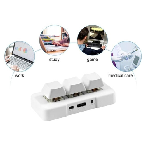 3 Keys Wireless Macro Keypad, RGB Mechanical Programmable  Keyboard USB 2.4G