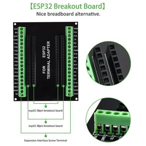 2pcs ESP32 Breakout Board GPIO 1 Into 2 for 38PIN Narrow Version ESP-WROOM-32 ESP32 Microcontroller Development Board