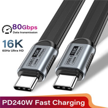 PD240W USB 5.0 Type-C to Type-C Cable 80Gbps for -Compatible 5 USB-C Data Cord 16K@60Hz USB C Cable 1m